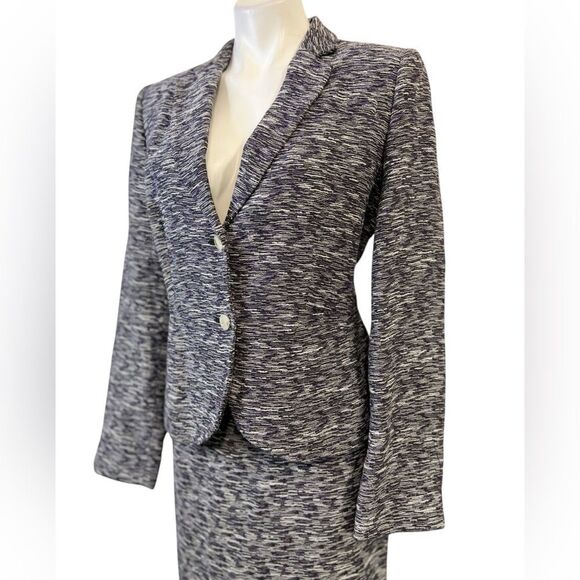 Calvin Klein skirt suit size 12 purple multicolor knee length long sleeve office - Picture 3 of 8